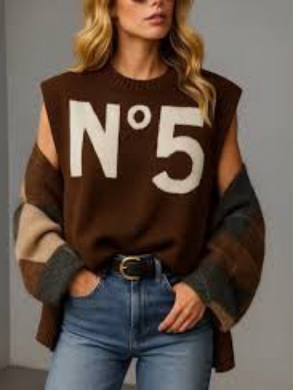 N°5 Brown Knit Sleeveless Sweater - Fashion Pullover